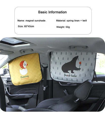 Cartoon Universal Side Window Sunshade UV Protection For Baby Children Car Magnetic Curtain In The Car Window Sunshade Cover