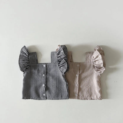 Milancel 2024 Ensemble de vêtements d'été pour bébé, t-shirt à carreaux et short pour tout-petit, 2 pièces, vêtements d'extérieur pour filles