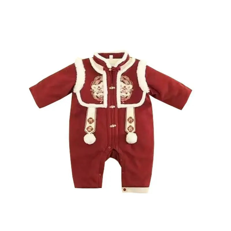 Combinaison traditionnelle chinoise pour garçons et filles, nouveau-né, costume Hanfu Tang, barboteuse, tenues du Nouvel An chinois, anniversaire, hiver