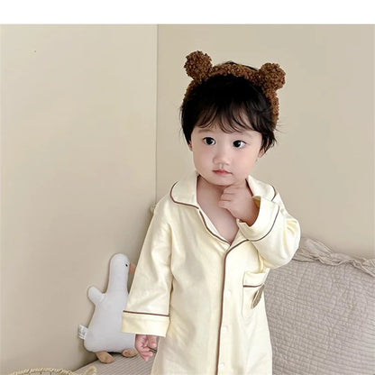 Pyjama en coton doux et respirant pour bébé, vêtements de nuit pour enfants, garçons et filles, printemps-automne