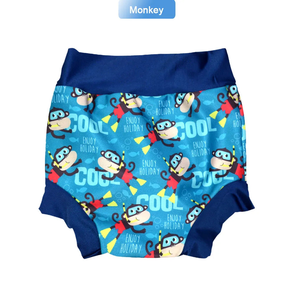Eezkoala Newborn Baby Leakproof Swimming Diaper Baby Swimwear Boys Girls  Printed Cloth Diapers  High Waist Swimming Nappies