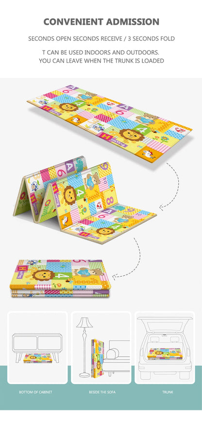 Double-sided Foldable Children Carpet Cartoon Baby Play Mat Educational Baby Activity Carpet Waterproof and Easy to Store