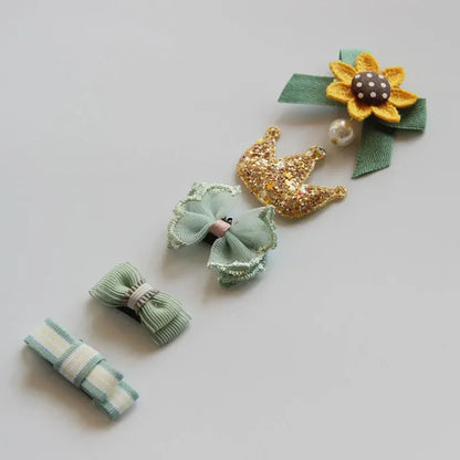 5Pcs/Set Baby Hair Clips Cute Girl Bows Crown Hair Clips Kids Child Baby Hairpins Barrettes Haarspeldjes Baby Hair Accessories