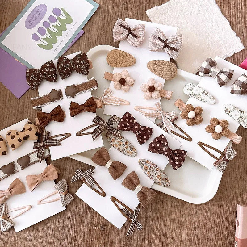 8Pcs/Set Bows Floral Baby Hair Clips Hair Accessories Girls Kids Star Flower Hairpin Headdress Toddler Headwear Birthday Gifts