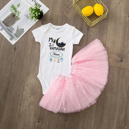 Costume personnalisé pour bébé fille, robe tutu, tenue de l'Aïd Ramadan pour bébé et tout-petit