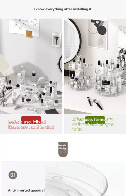 Safety Seat Adhesion Storage and Stora Desktop Cosmetics Storage Rack Transparent Rotating Storage Rack Multi-Layer Storage Rack