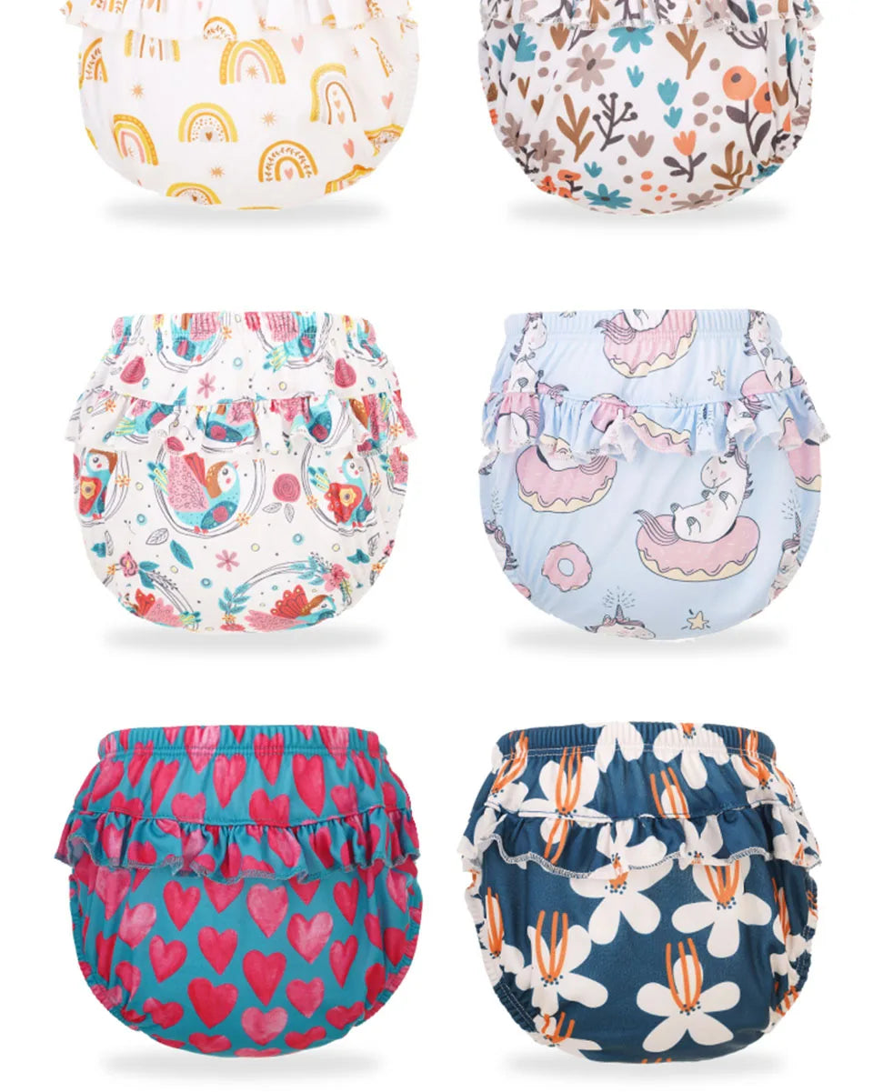 Elinfant 3 Size Flower Side Comfortable Baby Swim Diapers Fashion Print Reusable Washable Swimming Diaper Pool Pants
