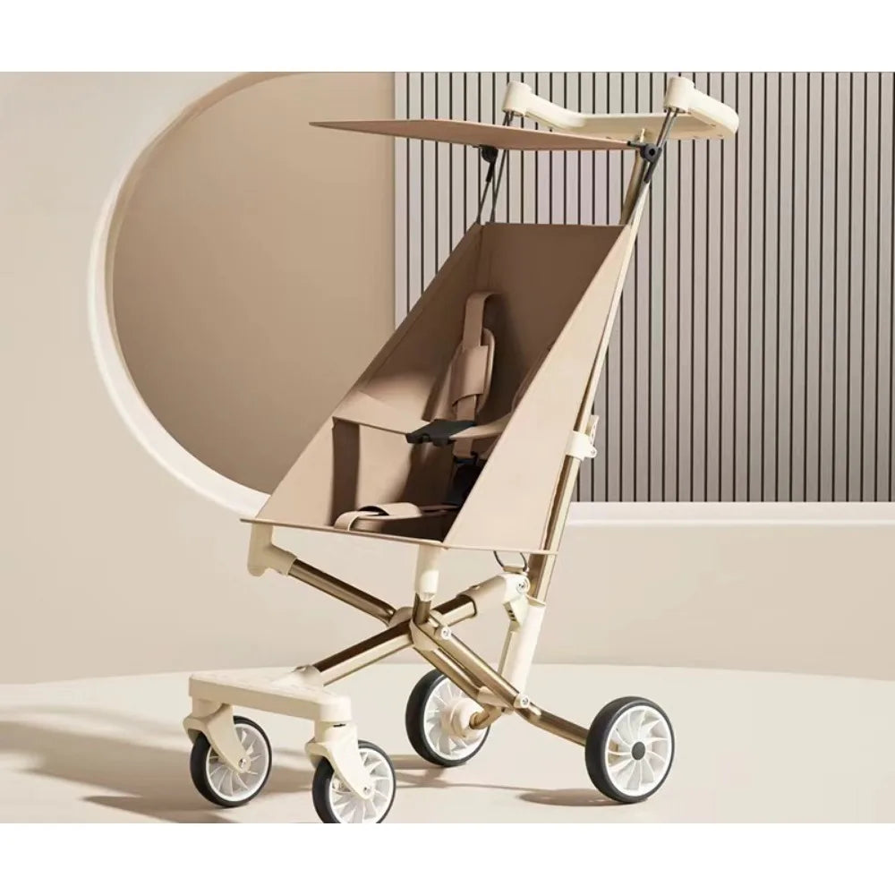 Compact Stroller Foldable Light Stroller Toddler Stroller - Aircraft Stroller - with Double Safety Lock Strap - with Awning