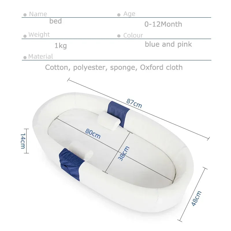 Portable Nest Bed Baby Crib Foldable Movable Newborn Bed Bumper Protection Anti-pressure Baby Lounger With Mosquito Net