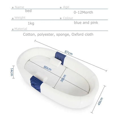 Portable Nest Bed Baby Crib Foldable Movable Newborn Bed Bumper Protection Anti-pressure Baby Lounger With Mosquito Net