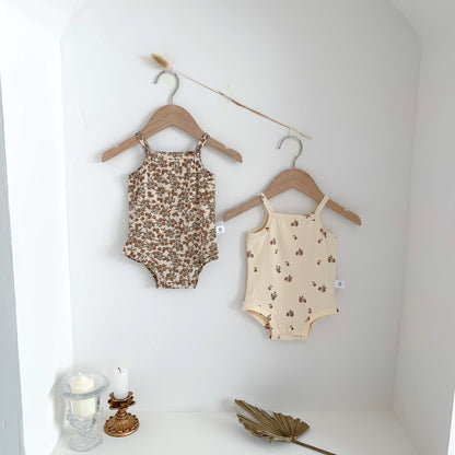 1688 Ins Style Été Bébé Coton Barboteuse Filles Sans Manches Motif Fruits Bonne Élasticité 0-2 Ans Combinaison Vente Chaude