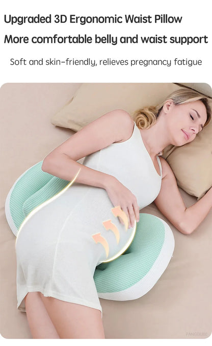 Oreiller de grossesse PANGDUBE avec 1 pièce gratuite Un oreiller auxiliaire Oreiller de soutien de la taille en coton pour les femmes enceintes Oreiller de corps endormi
