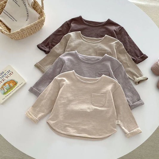 MILANCEL – Chemisier d'automne pour enfants, joli maillot de corps uni pour filles et garçons
