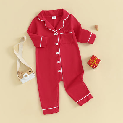 Barboteuse pour bébé garçon et fille, pyjama patchwork, col rabattu, boutons, manches longues, combinaison pour nourrisson, vêtements de nuit printemps-automne