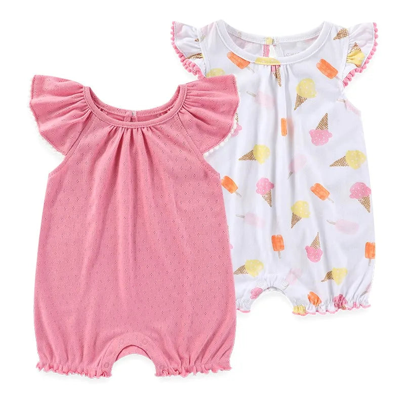 2 pièces été mignon bébé garçon fille combinaisons tissu confortable 0-9 mois nouveau-né barboteuse sans manches vêtements pour bébé