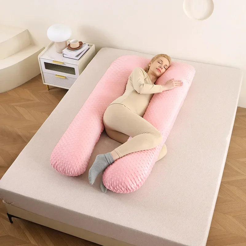 Oreiller amovible et lavable, oreiller doux pour dormir sur le côté, oreiller en forme de U pour femmes enceintes, oreiller de taille en mousse à mémoire de forme de couleur unie