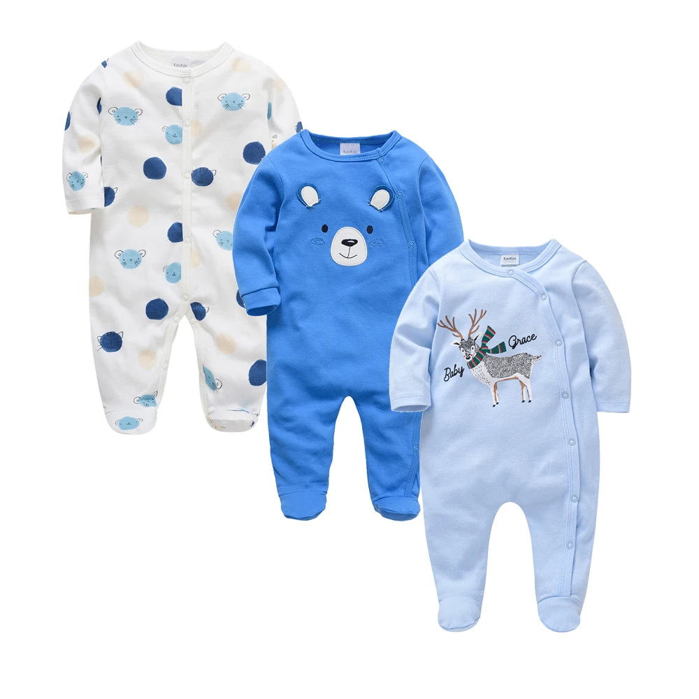Barboteuse à pois pour bébé fille, lot de 3 pièces, 0 à 12 mois, joli vêtement printemps-automne à manches longues