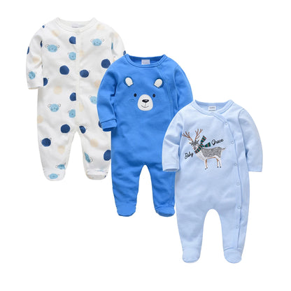 Barboteuse à pois pour bébé fille, lot de 3 pièces, 0 à 12 mois, joli vêtement printemps-automne à manches longues