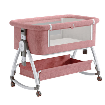 5-in-1 baby crib, adjustable height from 40-53, rocking bed, mosquito net and storage basket, free delivery