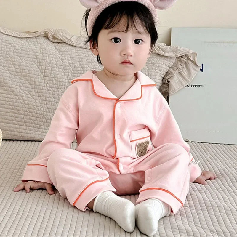Pyjama en coton doux et respirant pour bébé, vêtements de nuit pour enfants, garçons et filles, printemps-automne