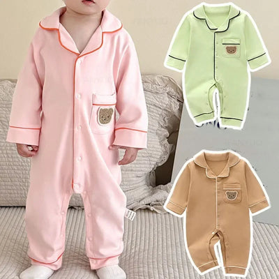 Pyjama en coton doux et respirant pour bébé, vêtements de nuit pour enfants, garçons et filles, printemps-automne