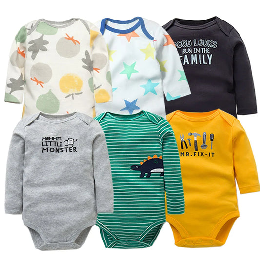 Body à manches longues pour nouveau-né, 1 à 3 pièces, 100 % coton, doux, à la mode, idéal pour une fête prénatale.