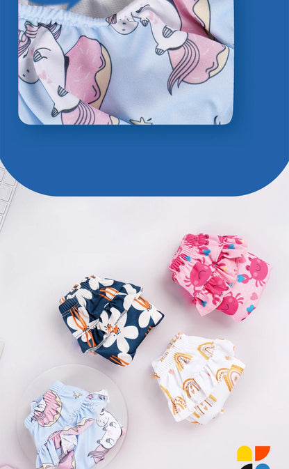 Elinfant 3 Size Flower Side Comfortable Baby Swim Diapers Fashion Print Reusable Washable Swimming Diaper Pool Pants