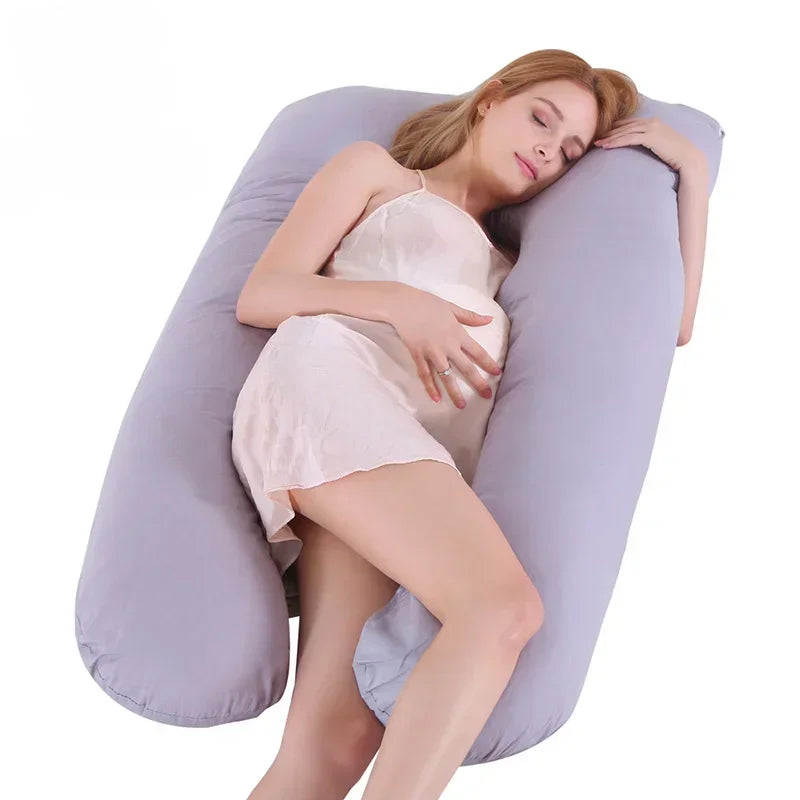 Coussin de grossesse en forme de U, coussin de soutien lombaire en pur coton, coussin de dossier pour femmes enceintes, oreiller multifonction pour tout le corps