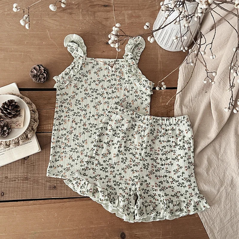 Ensemble de vêtements pour bébé, ensemble d'été pour petite fille, mignon nœud papillon, bretelles en dentelle + short, ensemble 2 pièces en coton confortable pour filles, ensemble pour nouveau-né