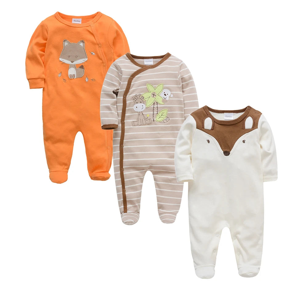 Barboteuse à pois pour bébé fille, lot de 3 pièces, 0 à 12 mois, joli vêtement printemps-automne à manches longues