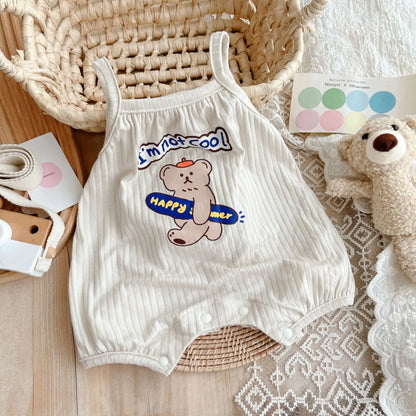 Combinaison mignonne à motif ours pour bébés et tout-petits - 90 % coton, fine et respirante, idéale pour l'été