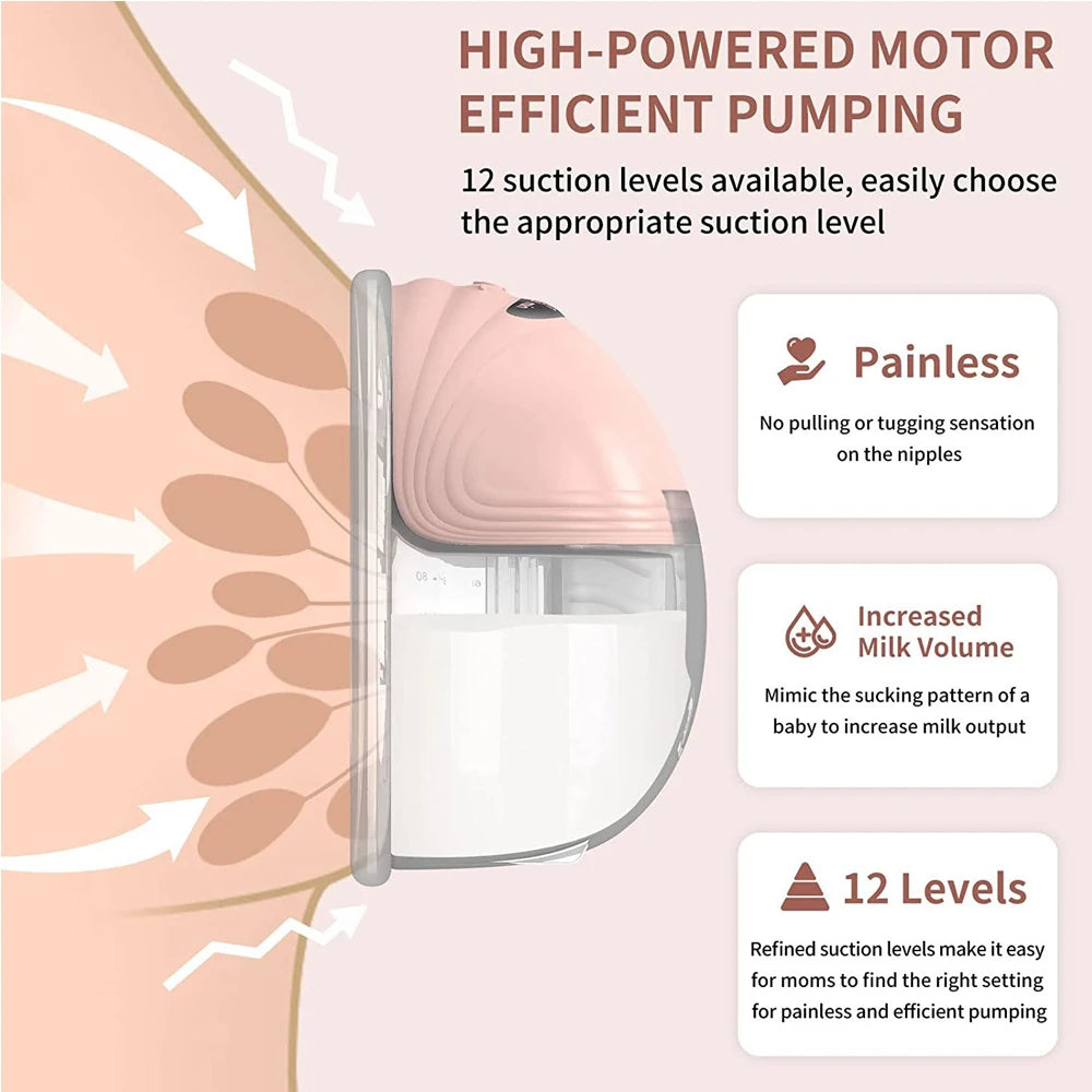 Tire-lait portable, écran intelligent, conception anti-fuite, mains libres, double, électrique, portable, avec 3 modes, 12 niveaux, avec bride de 24 mm