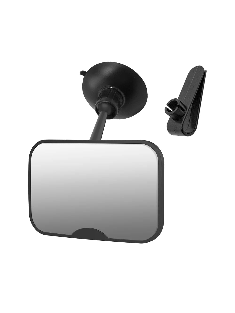 2-in-1 Black Adjustable Car Seat Mirror 360° Rotatable Shatterproof Suction Cups Easy Install for Rear-Facing Kids Monitoring