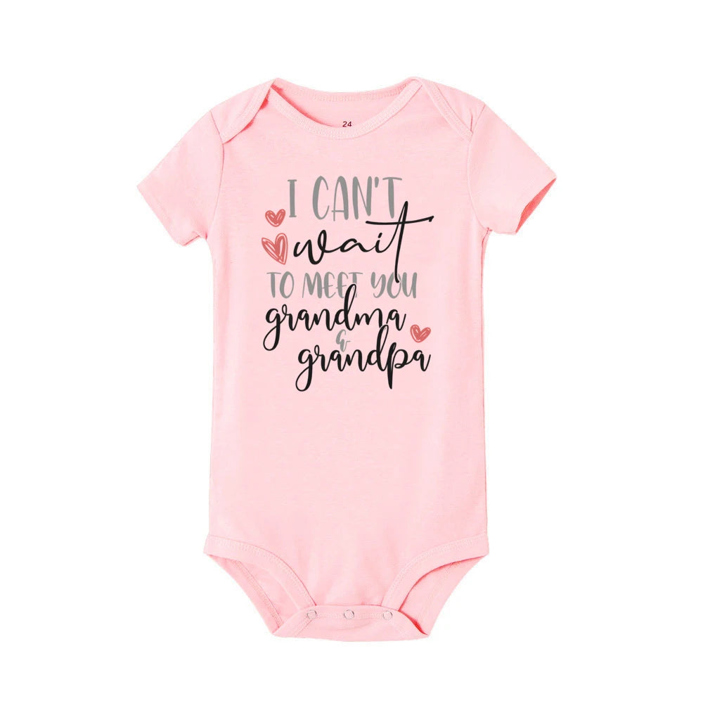 J'ai hâte de vous rencontrer grand-mère et grand-père, body pour bébé, annonce de grossesse, barboteuse, vêtements de révélation de bébé pour grands-parents