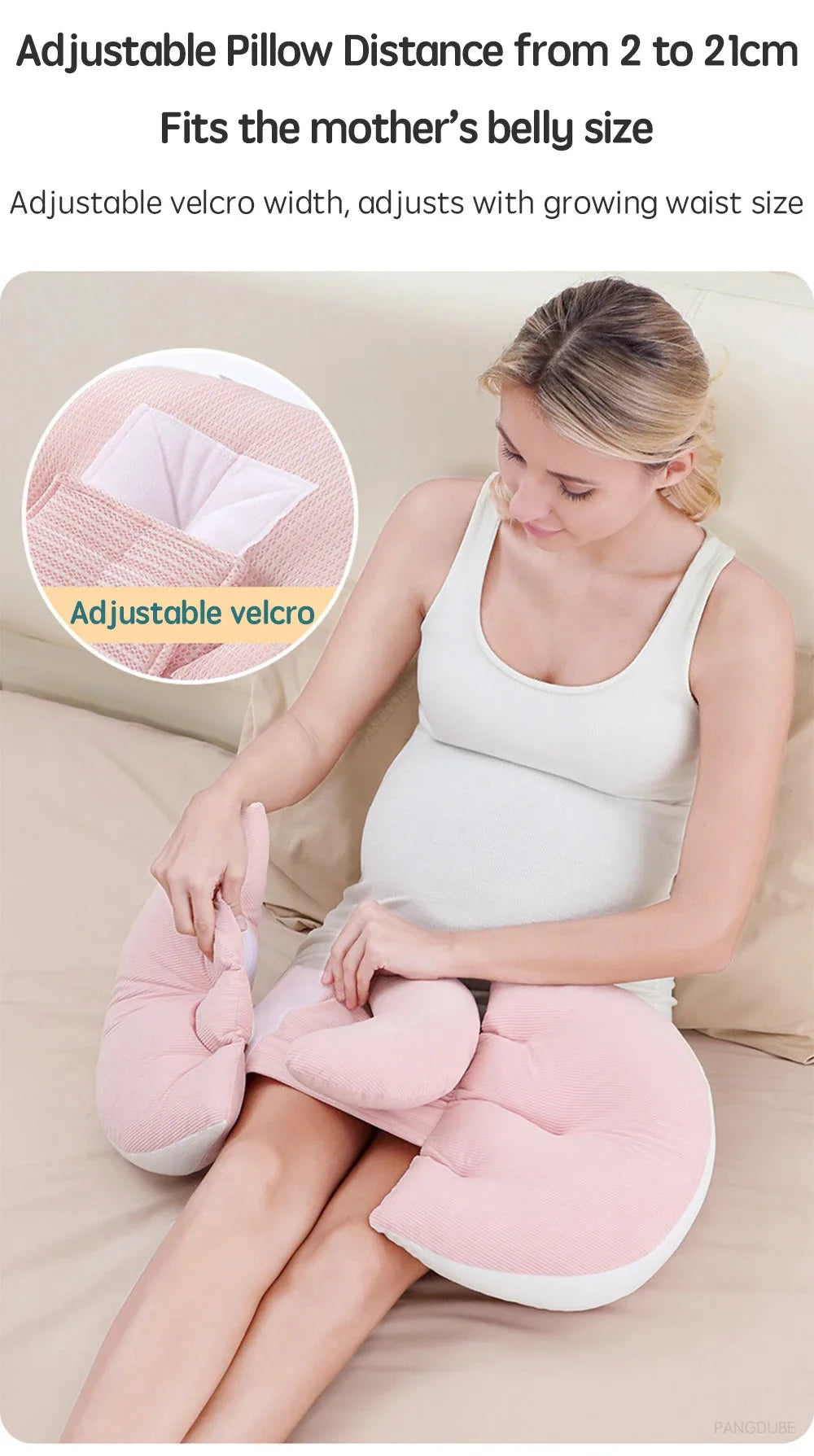 Oreiller de grossesse PANGDUBE avec 1 pièce gratuite Un oreiller auxiliaire Oreiller de soutien de la taille en coton pour les femmes enceintes Oreiller de corps endormi