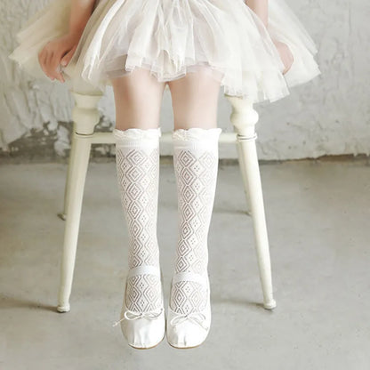 Lot de 3 paires de bas princesse blancs à volants en dentelle pour fille, chaussettes d'été en maille fine et respirante pour enfants de 3 à 12 ans