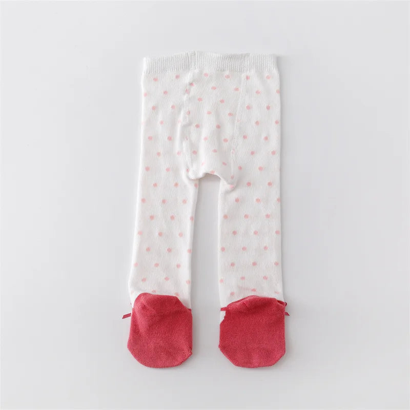Lot de 4 paires de collants tricotés moulants pour bébé fille, en coton imprimé, pour nouveau-né, décontractés, de 0 à 12 mois
