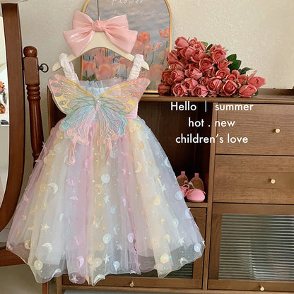 Débardeur d'été pour filles, nouvelle collection de rêve pour enfants, elfe, papillon, arc-en-ciel, robe de princesse