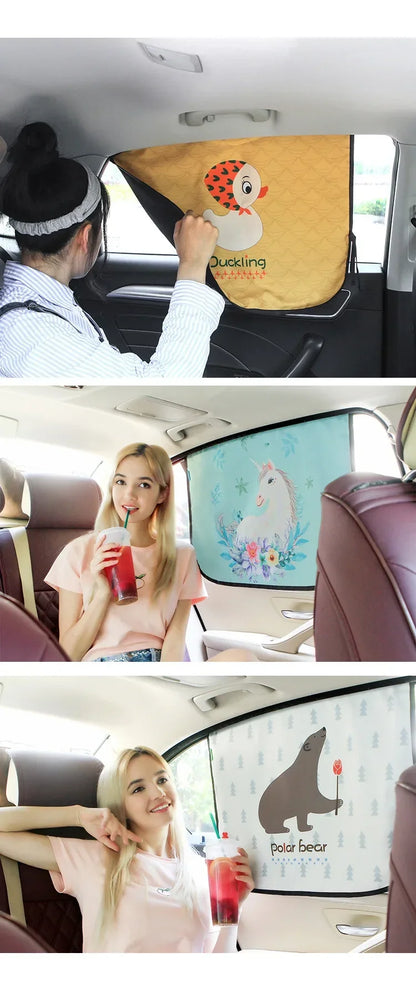 Cartoon Universal Side Window Sunshade UV Protection For Baby Children Car Magnetic Curtain In The Car Window Sunshade Cover