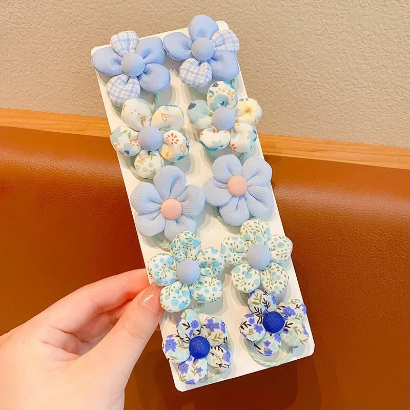 10Pcs/Set New Baby Girl Cute Colors Flower Hair Bands Ponytail Holder Chilren Soft Scrunchies Rubber Kid Hair Accessories