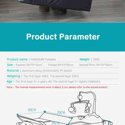 PANGDUBE Multifunctional Baby Crib 120*60cm Baby Bed, Baby Rocker, Diaper Changing Table 0 ~ 6 Years Old Baby Cot