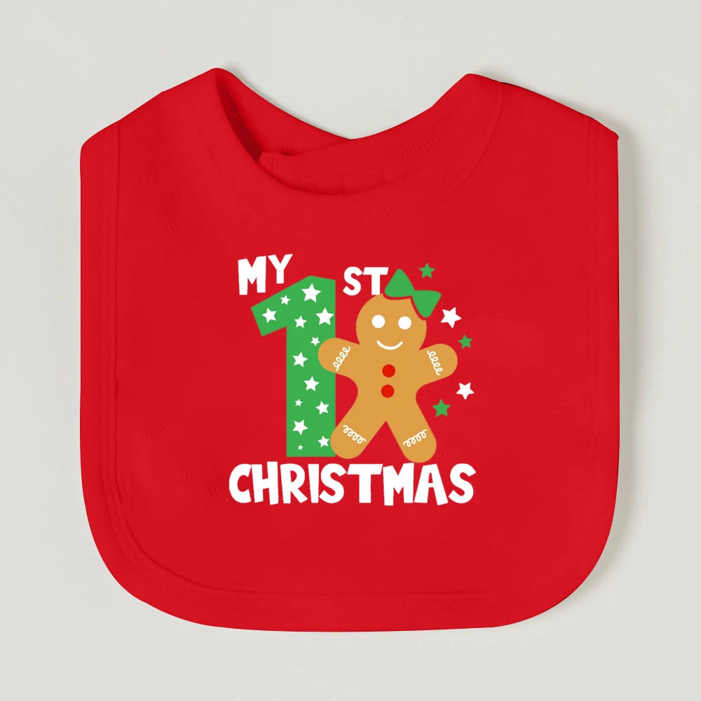 It's My First Christmas Baby Bib Christmas Vibes Bibs Newborn Red Cotton Saliva Towel Xmas Party Bib Holiday Infant Shower Gift