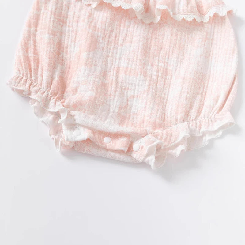 Barboteuse pour bébé fille, barboteuse à volants, col à volants, motif floral, vêtements de princesse pour nouveau-né