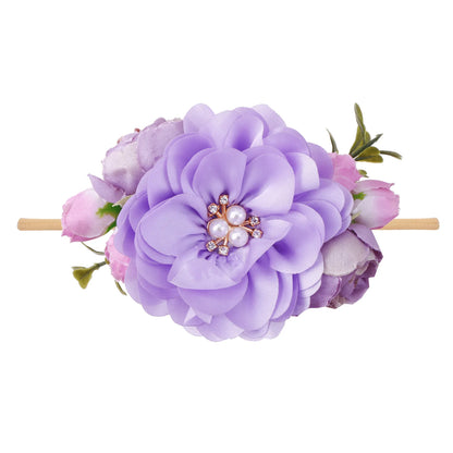 Baby Princess Flower Headband Girl's Floral Head Band Girl Flower Fontanelle Hair Dressing Headbands with big flower for party