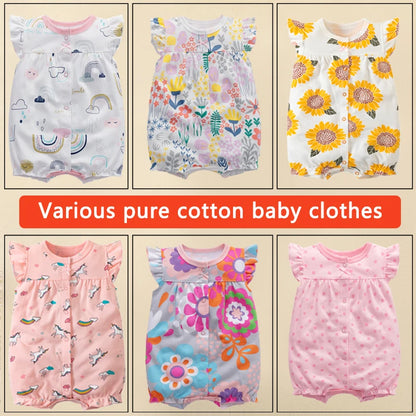 Body d'été pour nouveau-né, barboteuse pour garçons et filles, vêtements 100 % coton pur, body doux à manches courtes pour tout-petits