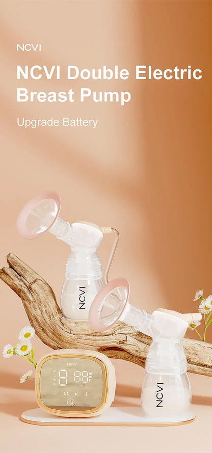 Tire-lait électrique double NCVI – 4 modes et 9 niveaux d'aspiration, ultra-silencieux, affichage LED, sachets de conservation du lait inclus