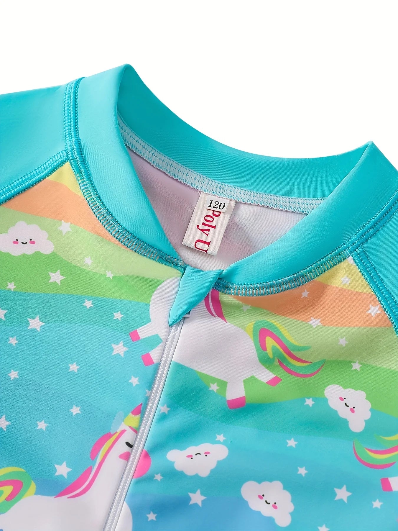 Maillot de bain arc-en-ciel pour fille, manches longues, bas de bikini, imprimés colorés et joyeux, motif animal et cheval fantaisiste