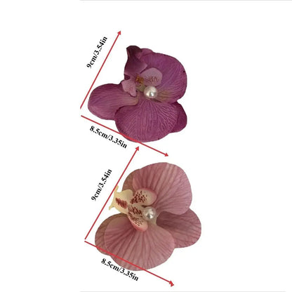 Pince à cheveux en tissu avec fleur, orchidée papillon, style coréen, épingle à cheveux en forme de fleur, accessoires pour cheveux féminins, pince à cheveux en perles pour fille, bord de mer