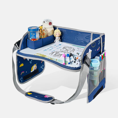 New Baby Kids Car Seat Travel Portable Drawing Board Waterproof Safety Seat Play Snack Draw Table Organizer Storeage Table