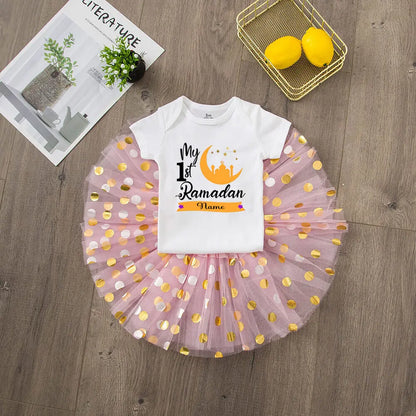 Costume personnalisé pour bébé fille, robe tutu, tenue de l'Aïd Ramadan pour bébé et tout-petit